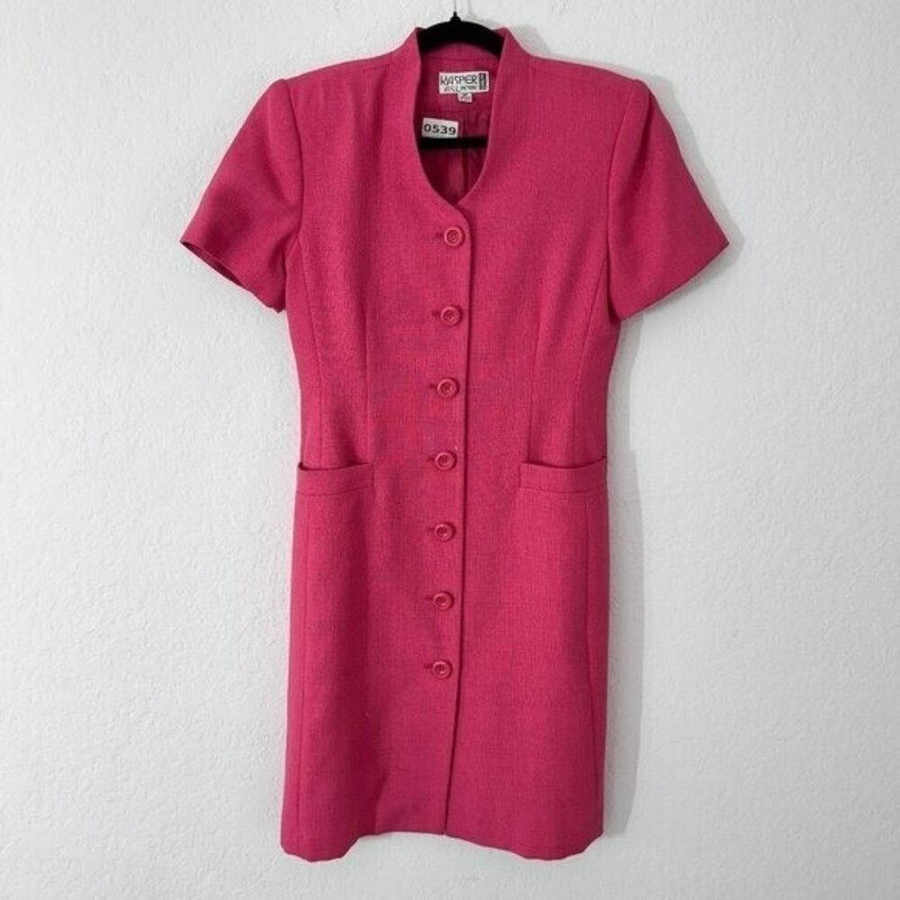 Vintage Kasper ASL Women 2P Pink Short Sleeve Blazer Dress